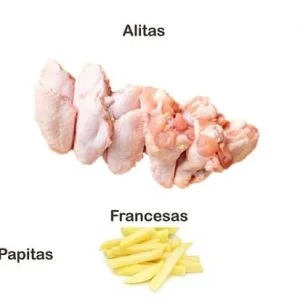 Alitas de pollos y papas a la francesa a domicilio