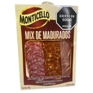Mix de madurados, Chorizo español, salami, jamon serrano Monticello x 115 gr