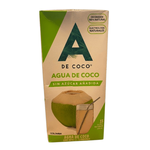 Agua de coco A de coco 5 porciones x 1L